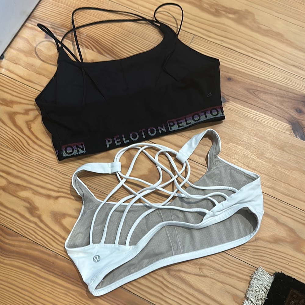 One peloton and one lululemon sports bra